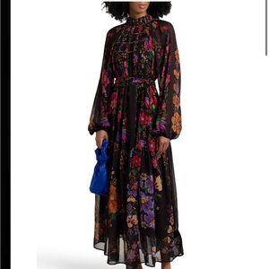 Farm Rio Floral Black Maxi Dress